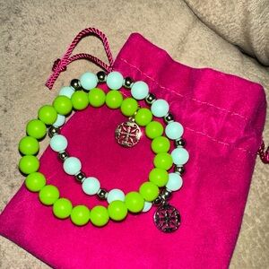 2 rustic cuff beaded bracelets